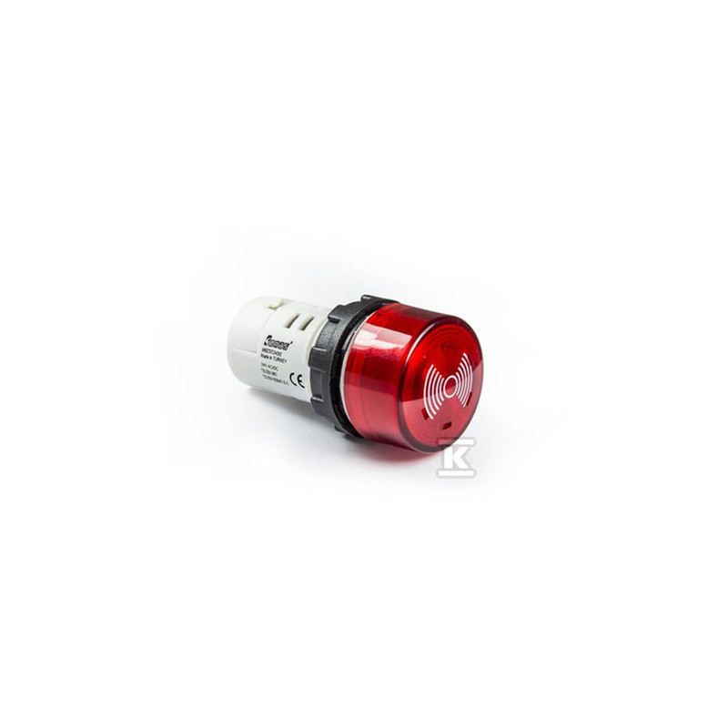 BUZZER MONOBL.24V AC/DC PODŚW.CZERW.