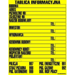 BUDOWLANA TABLICA INFORMACYJNA 0,60MM