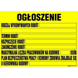 INFO.TABLICA BUDOWLANA-OGŁOSZENIE
