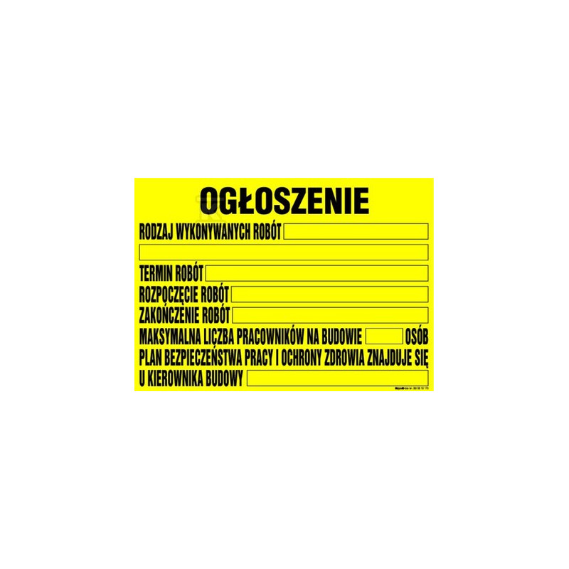 INFO.TABLICA BUDOWLANA-OGŁOSZENIE