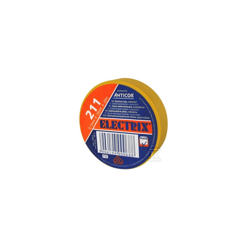 TAŚMA IZOL.19X20 ŻÓŁTA ELECTRIC 211P
