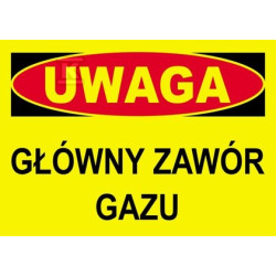 UWAGA GŁÓWNY ZAWÓR GAZU-TABLICA