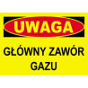 UWAGA GŁÓWNY ZAWÓR GAZU-TABLICA